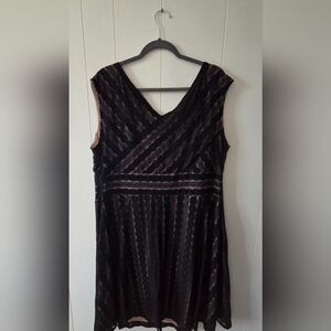 Signature Black and Pink Lace Midi Dress